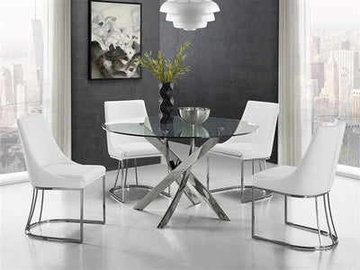 51" Round Glass & Stainless Steel Meeting Table