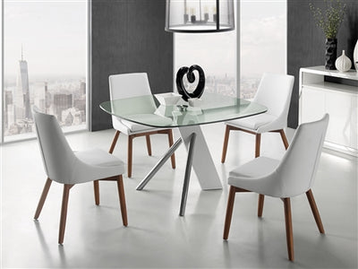 White Eco-Leather & Walnut Guest or Conference Chair (Set of 2)