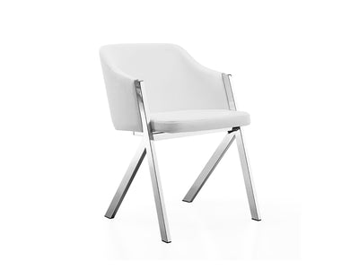Sophisticated White Eco-Leather Guest or Conference Chair