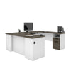 White & Walnut Gray Modern U-shaped Desk