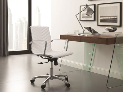 Glass-sided Office Desk with Walnut Top and Inset Drawers