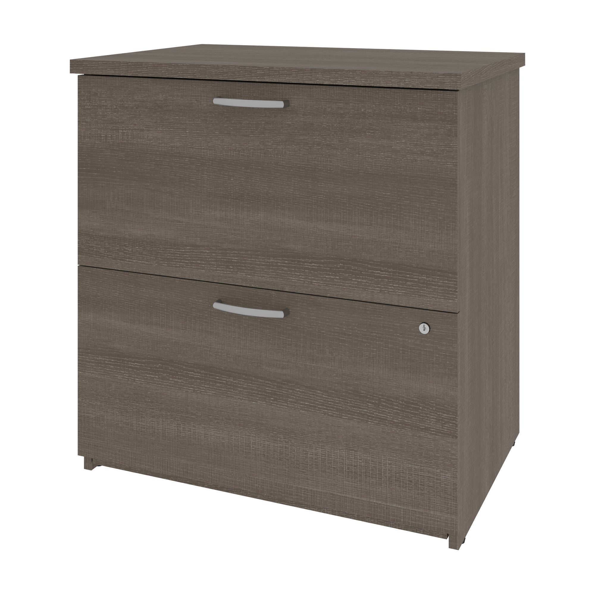 28" Bark Gray Locking File Cabinet with Dainty Hardware