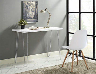 42" Modern Compact Hairpin Leg White Office Desk