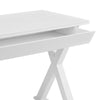 48" White Modern X-Frame Desk with Glass Top