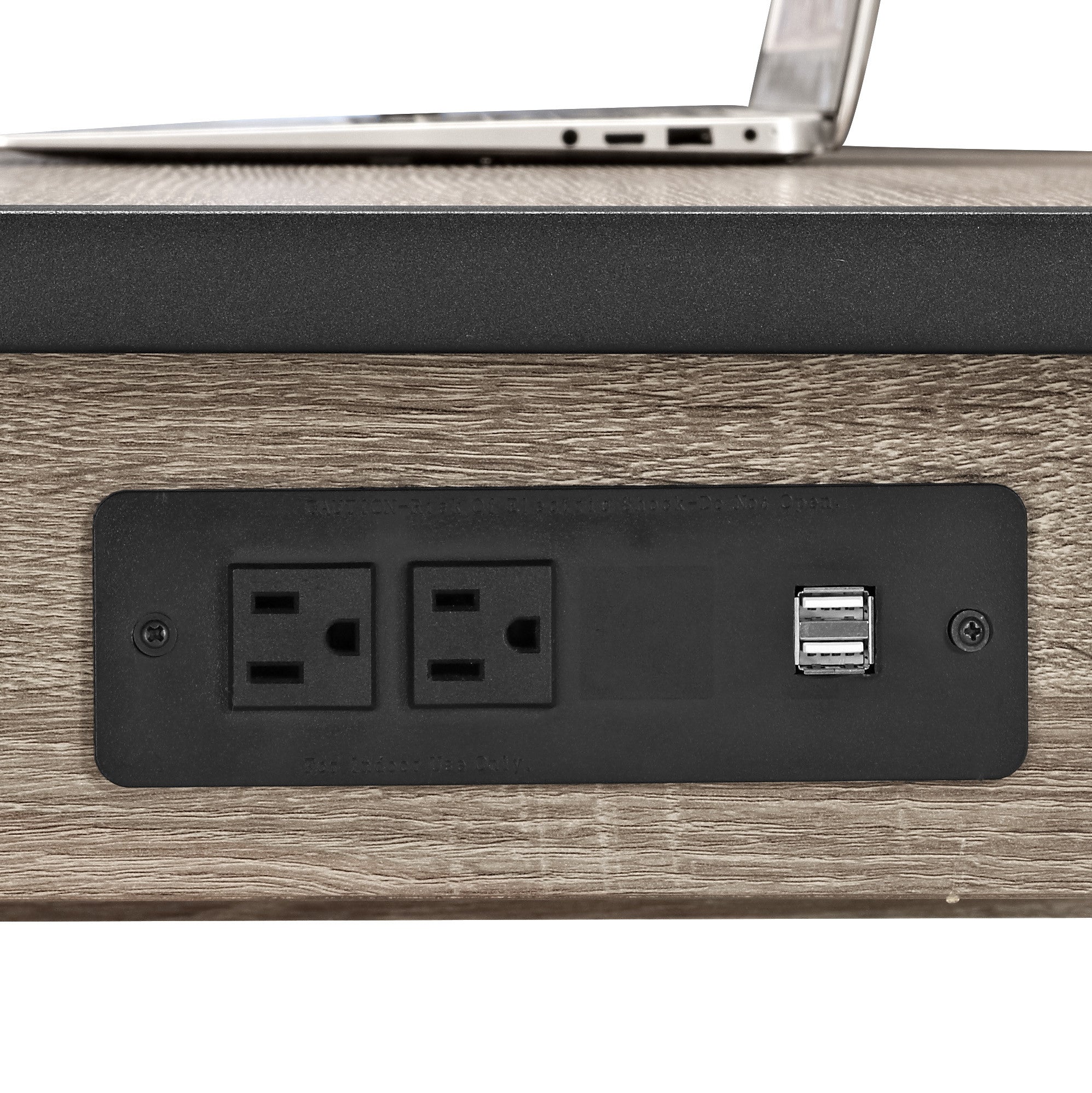 60" Modern Desk with Built-In Plugs in Driftwood Finish