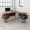 59" L-Shaped Floating Desk with 2 File Cabinets in Walnut