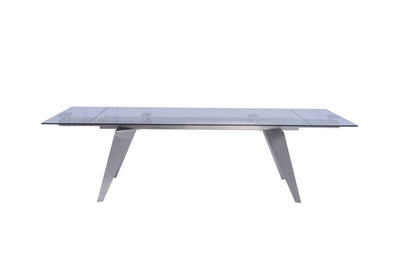 79"-100" Extendable Glass Top Conference Table w/ Stainless Steel