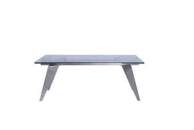 79"-100" Extendable Glass Top Conference Table w/ Stainless Steel