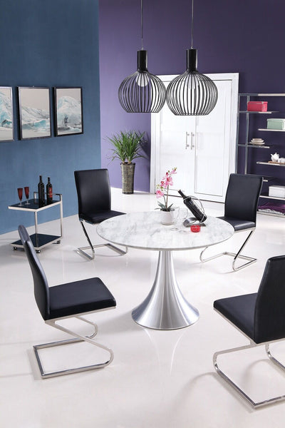 43" Round Meeting Table of Marble & Stainless Steel