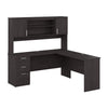 65" L-Shaped Desk in Charcoal Maple with Hutch