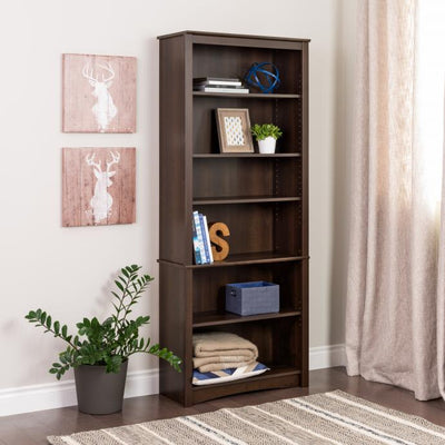 77" 6-Shelf Bookcase in Espresso