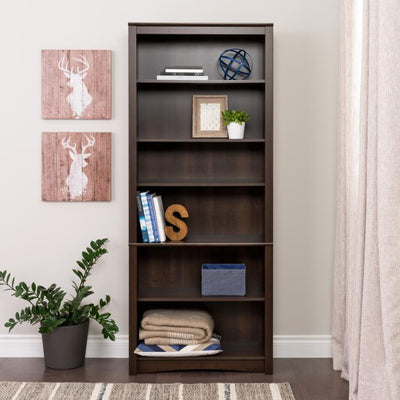 77" 6-Shelf Bookcase in Espresso