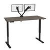 60" Bark Gray & Black Standing Desk with Twin Monitor Arms