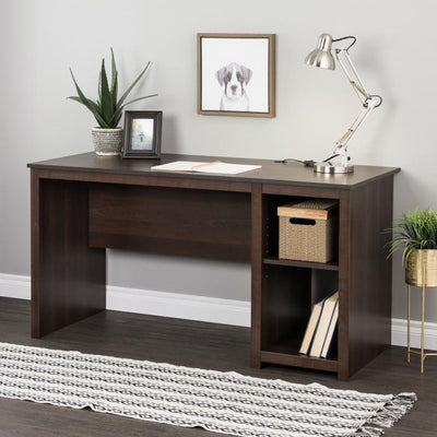 56" Espresso Classic Desk with 2 Shelves