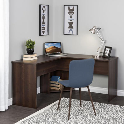 56" L-Shaped Desk with Corner Storage in Espresso