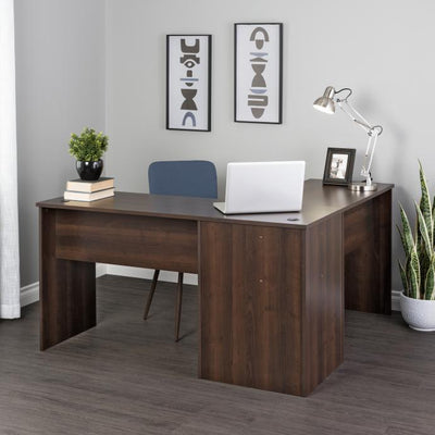 56" L-Shaped Desk with Corner Storage in Espresso