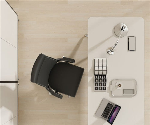 Modern White Lacquer L-shaped Executive Desk with Storage