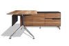 Modern Zebrano Wood L-shaped Executive Desk with Storage