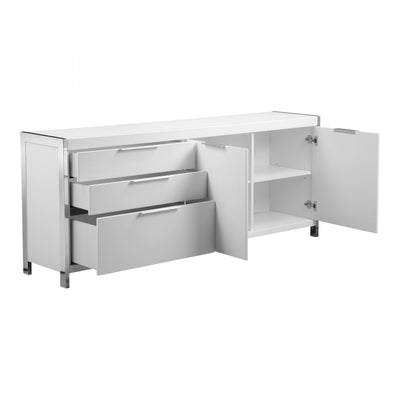 75" Modern White Storage Credenza