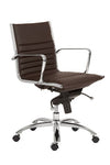 Brown Leather & Chrome Low Back Modern Office Chair