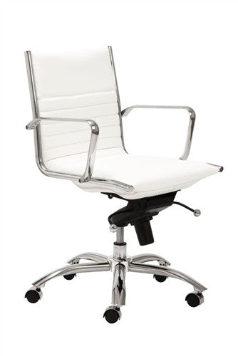 White Leatherette & Chrome Low Back Modern Office Chair
