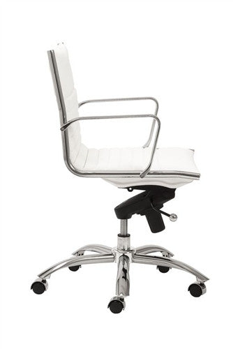White Leatherette & Chrome Low Back Modern Office Chair