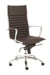 Brown Leather & Chrome High Back Modern Office Chair