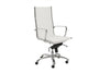 White Leather & Chrome High Back Modern Office Chair