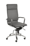 High Back Gray Leather & Chrome Modern Office Chair