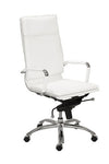 High Back White Leather & Chrome Modern Office Chair