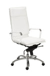 High Back Leatherette Executive Office Chair in White & Chrome