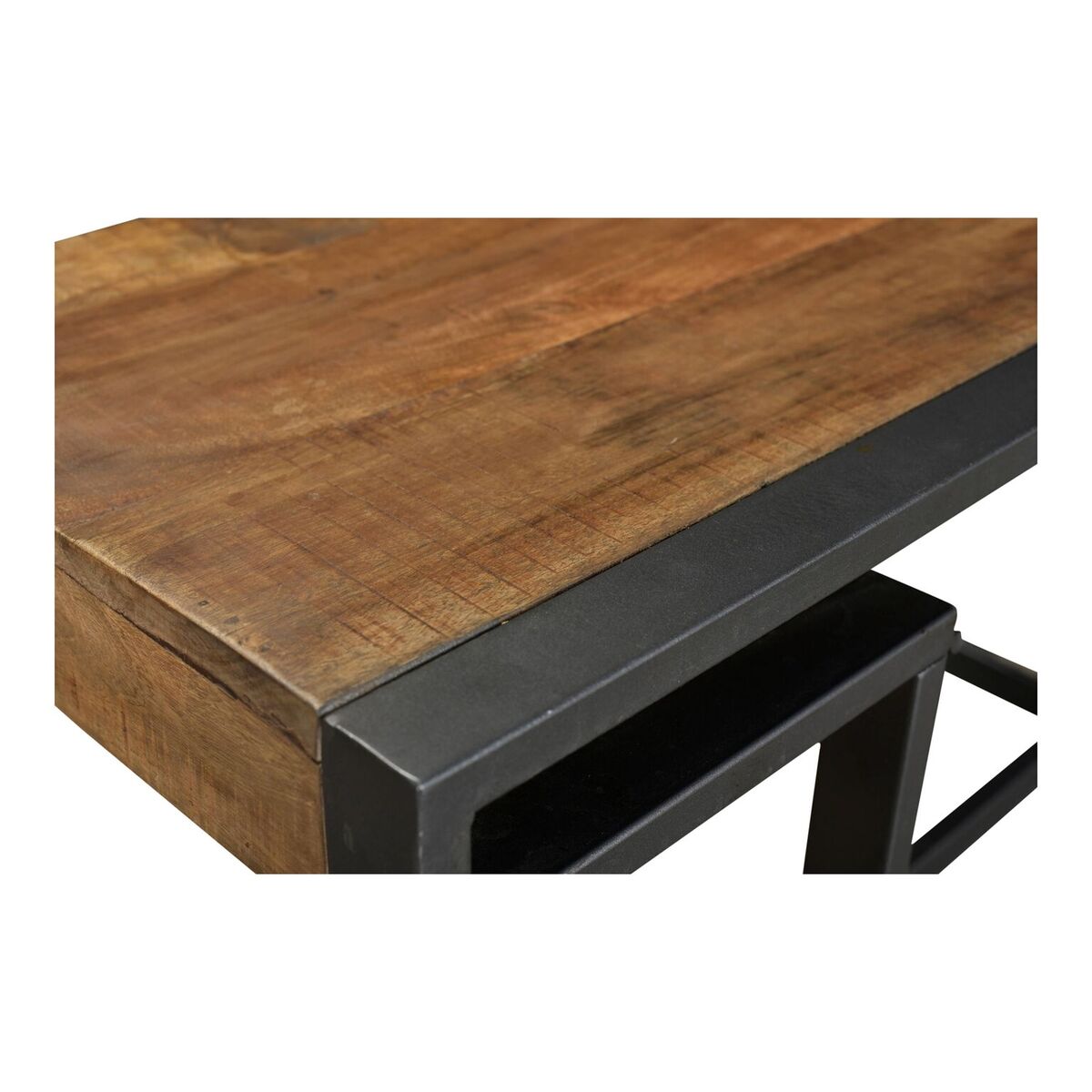 Modern Mango Wood and Black Iron Desk
