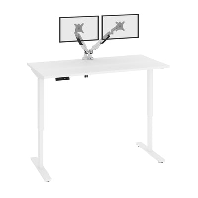 59" Twin Monitor Adjustable Desk in White