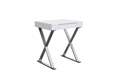 27" Modern White Lacquer & Stainless Steel Office Desk