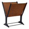 Elegant Aluminum & Brown Leather Magazine Rack