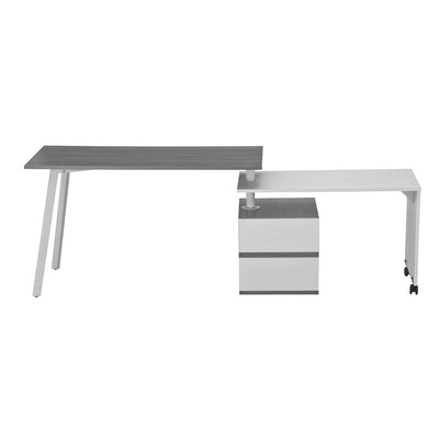 58" L-Shaped Transforming Desk in Gray & White