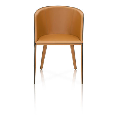 Elegant Saddle Leather Guest or Conference Chair With Moonlight Edge