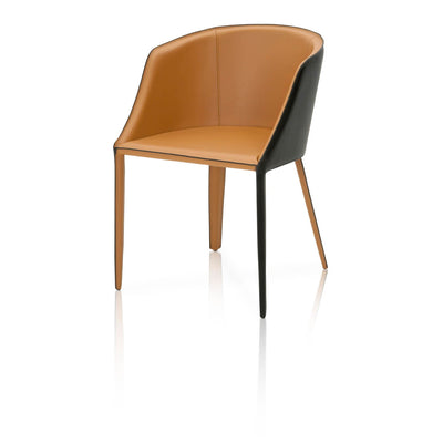 Elegant Saddle Leather Guest or Conference Chair With Moonlight Edge