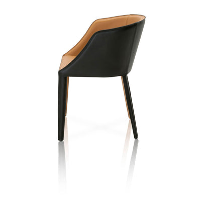 Elegant Saddle Leather Guest or Conference Chair With Moonlight Edge
