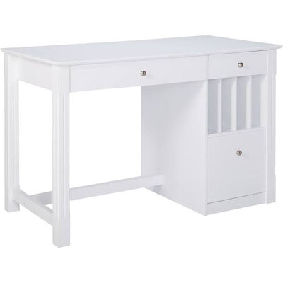 48" Solid Wood Desk with Optional Hutch in White