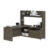 Walnut Gray 71" x 71" L-Shaped Office Desk with Hutch