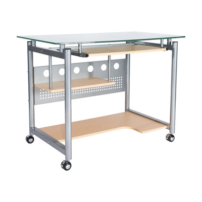 40" Maple & Silver Rolling Workstation