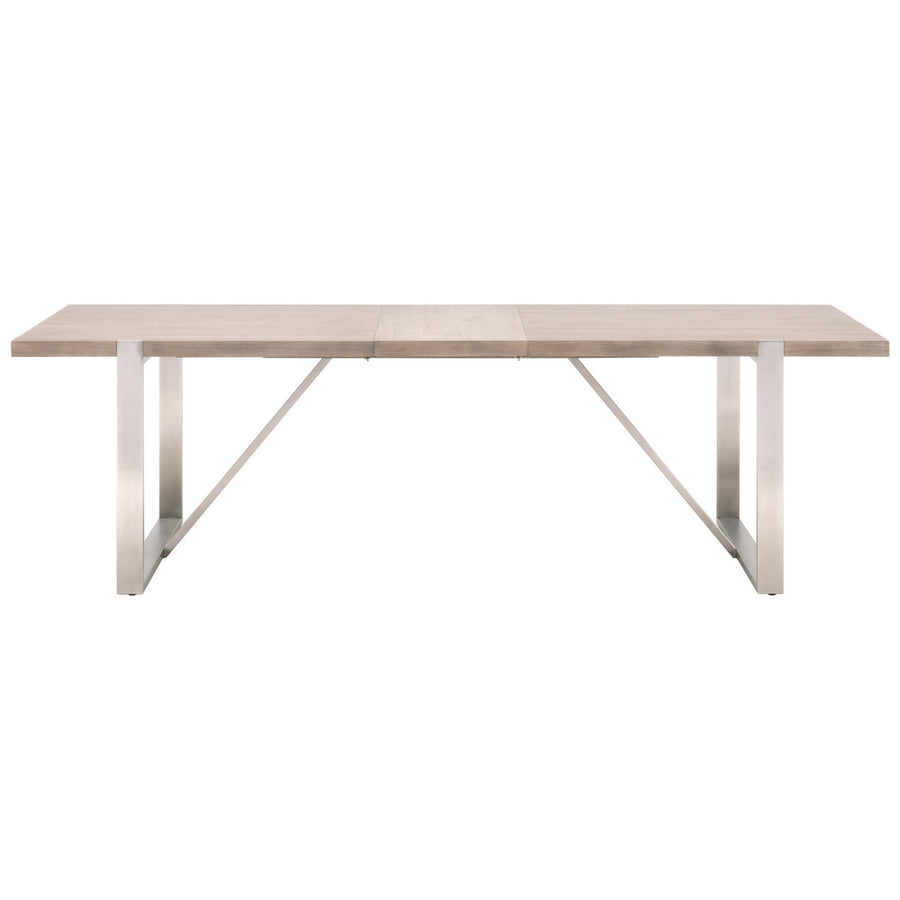 82" - 100" Acacia & Brushed Stainless Conference Table / Desk