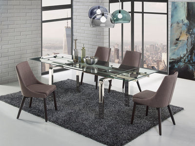 63-87" Extendable Steel & Glass Conference Table