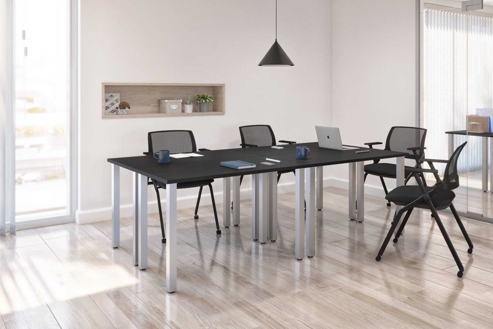 Set of Four 48" X 24" Modular Desks in Black