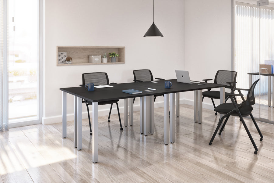 Set of Four 48" X 24" Modular Desks in Black