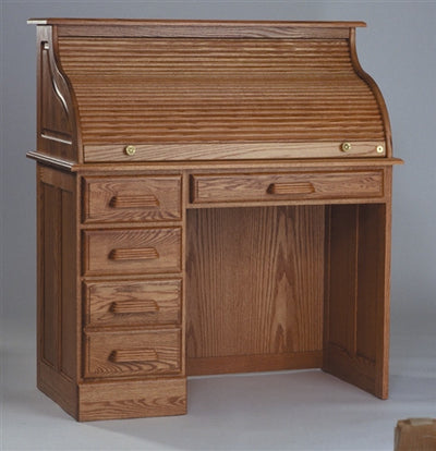 Handcrafted Solid Oak Single Pedestal Desk with Hutch