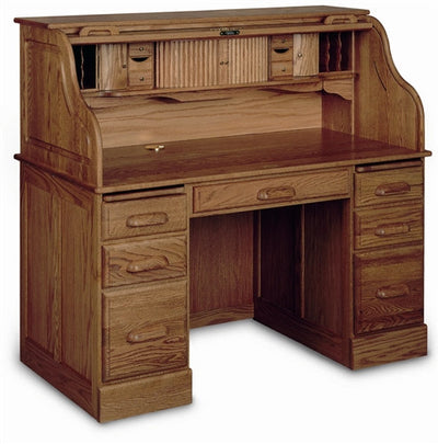 Solid Oak Double Pedestal Desk with Locking Tambour