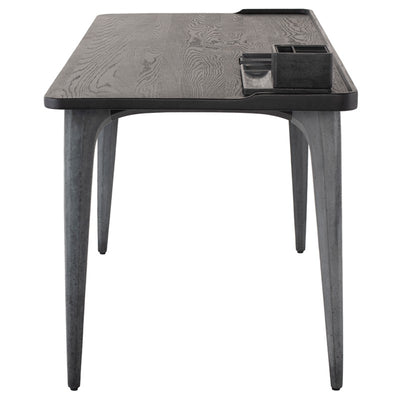 63" Solid Charred Oak Office Desk w/ Sleek Black Concrete Legs