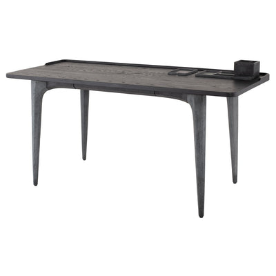 63" Solid Charred Oak Office Desk w/ Sleek Black Concrete Legs